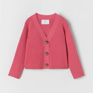 Pink ribbed knit button down cardigan never worn